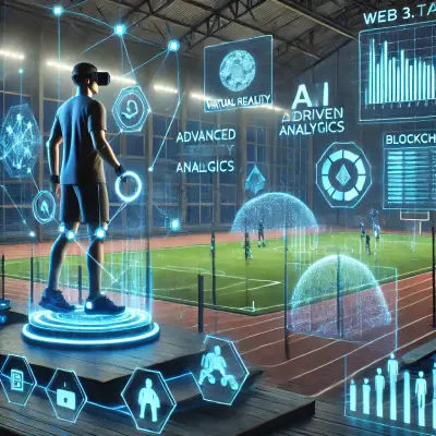 image depicting a futuristic sports training scenario using Web 3.0 technologies. Visualize an athlete using virtual reality equipment